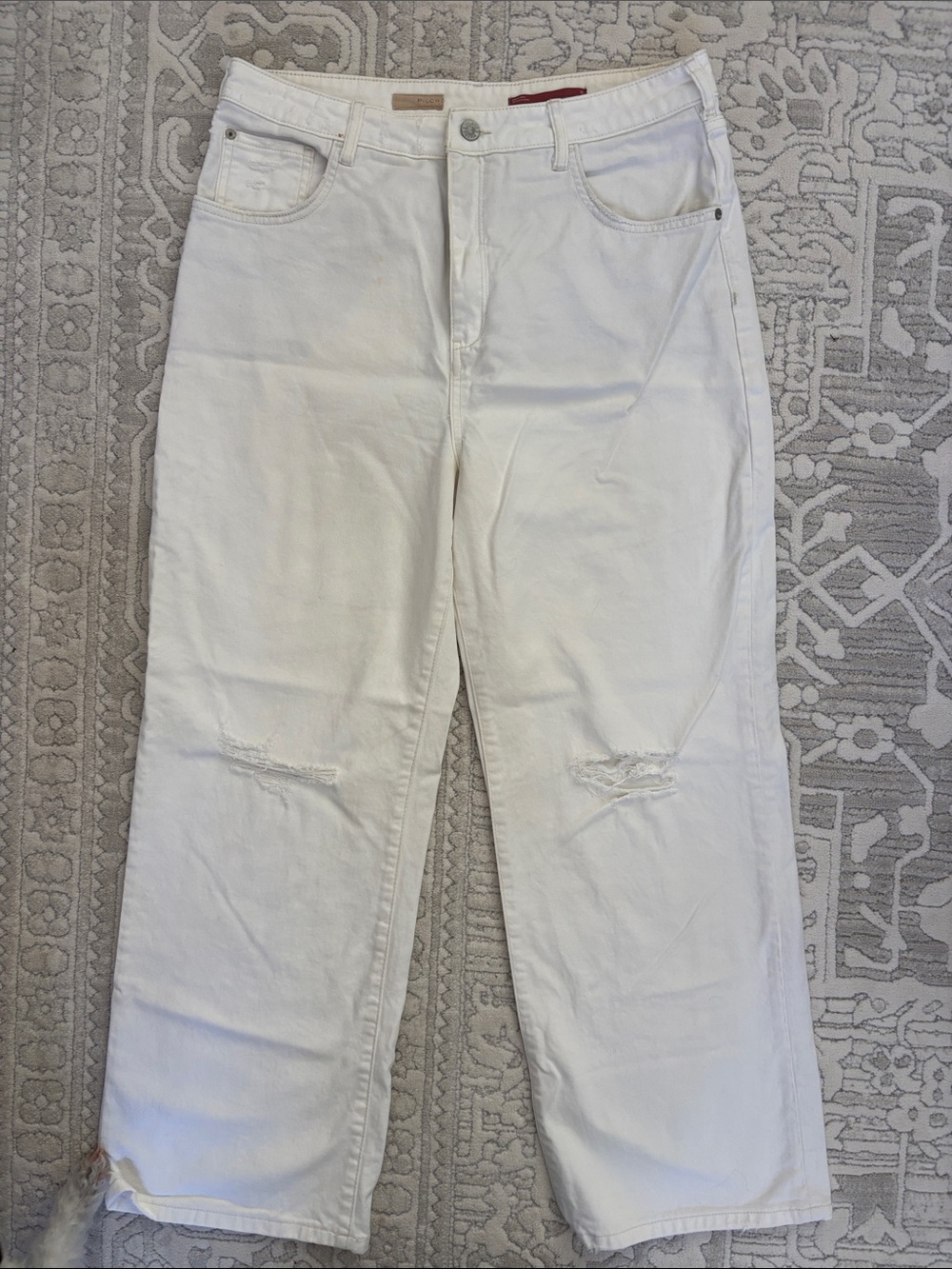 Pilcro White Straight-Leg High-Rise Jeans